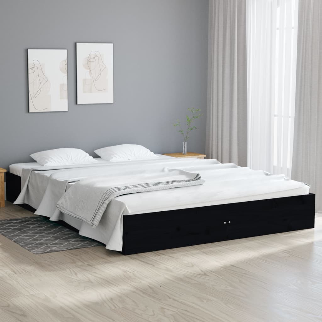 vidaXL Estrutura de cama 160x200 cm madeira maciça preto