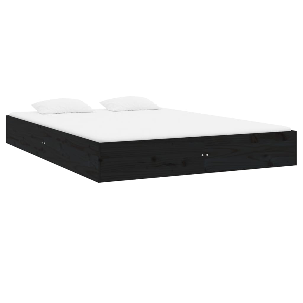 vidaXL Estrutura de cama 160x200 cm madeira maciça preto