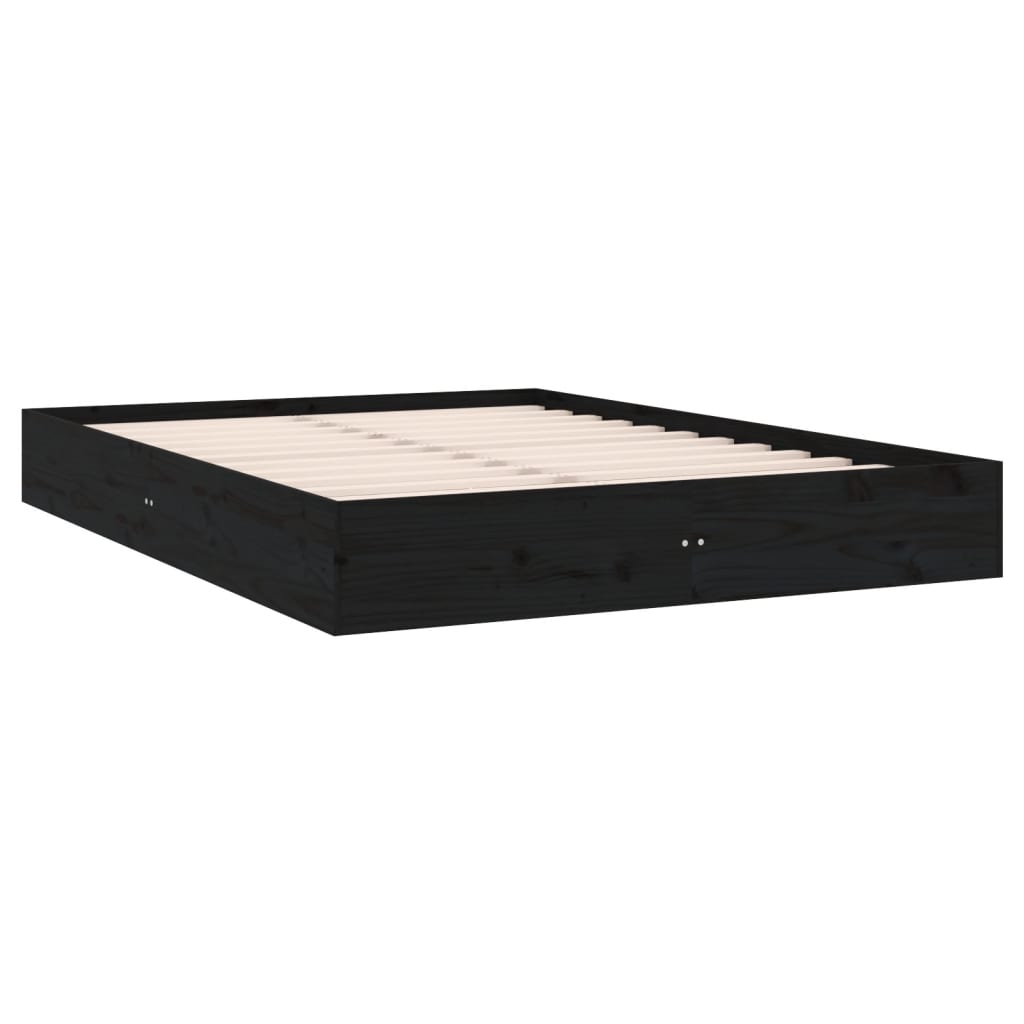 vidaXL Estrutura de cama 160x200 cm madeira maciça preto