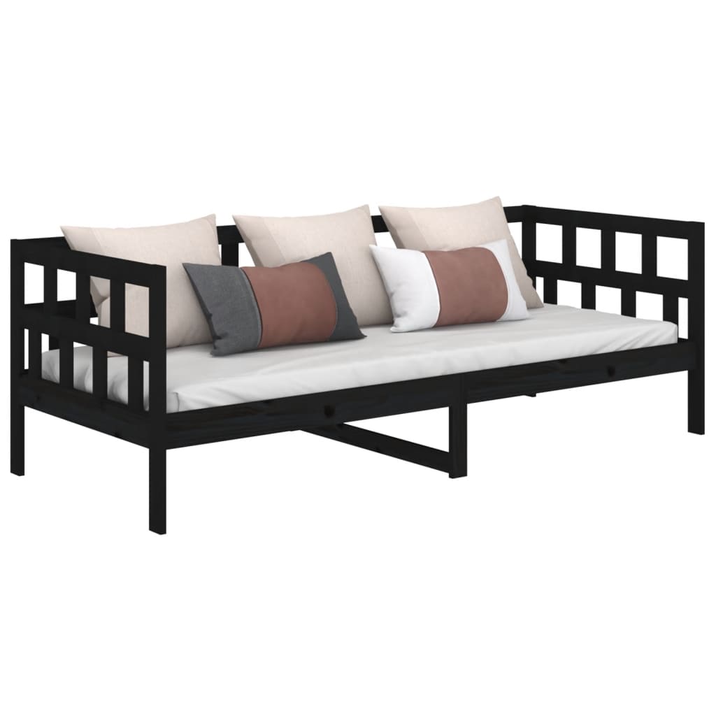 vidaXL Sofá-cama 90x190 cm madeira de pinho maciça preto