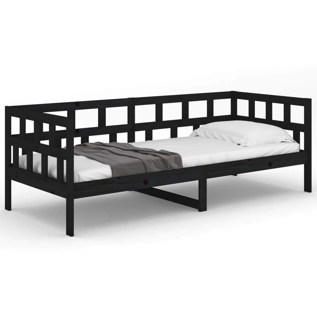 vidaXL Sofá-cama 90x190 cm madeira de pinho maciça preto