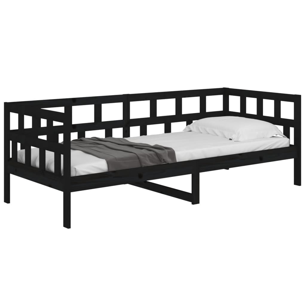 vidaXL Sofá-cama 90x190 cm madeira de pinho maciça preto