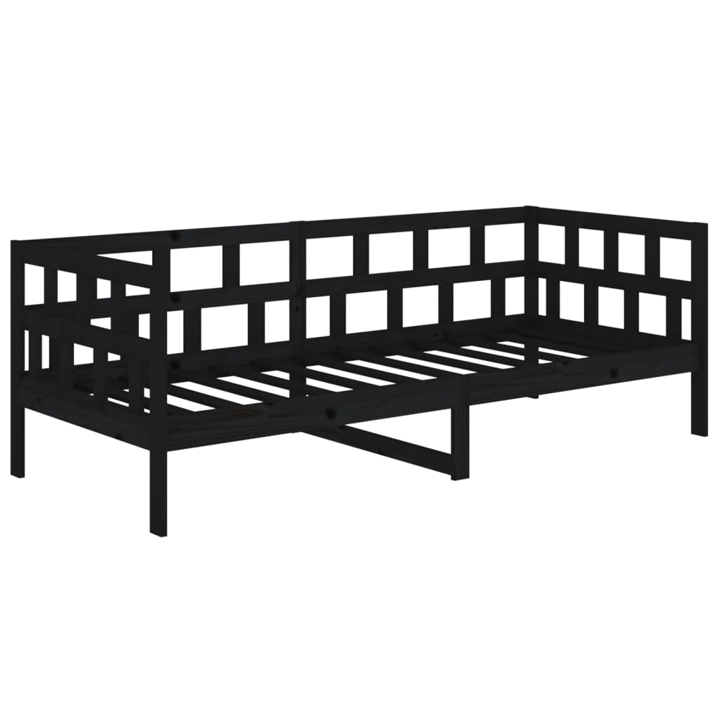 vidaXL Sofá-cama 90x190 cm madeira de pinho maciça preto