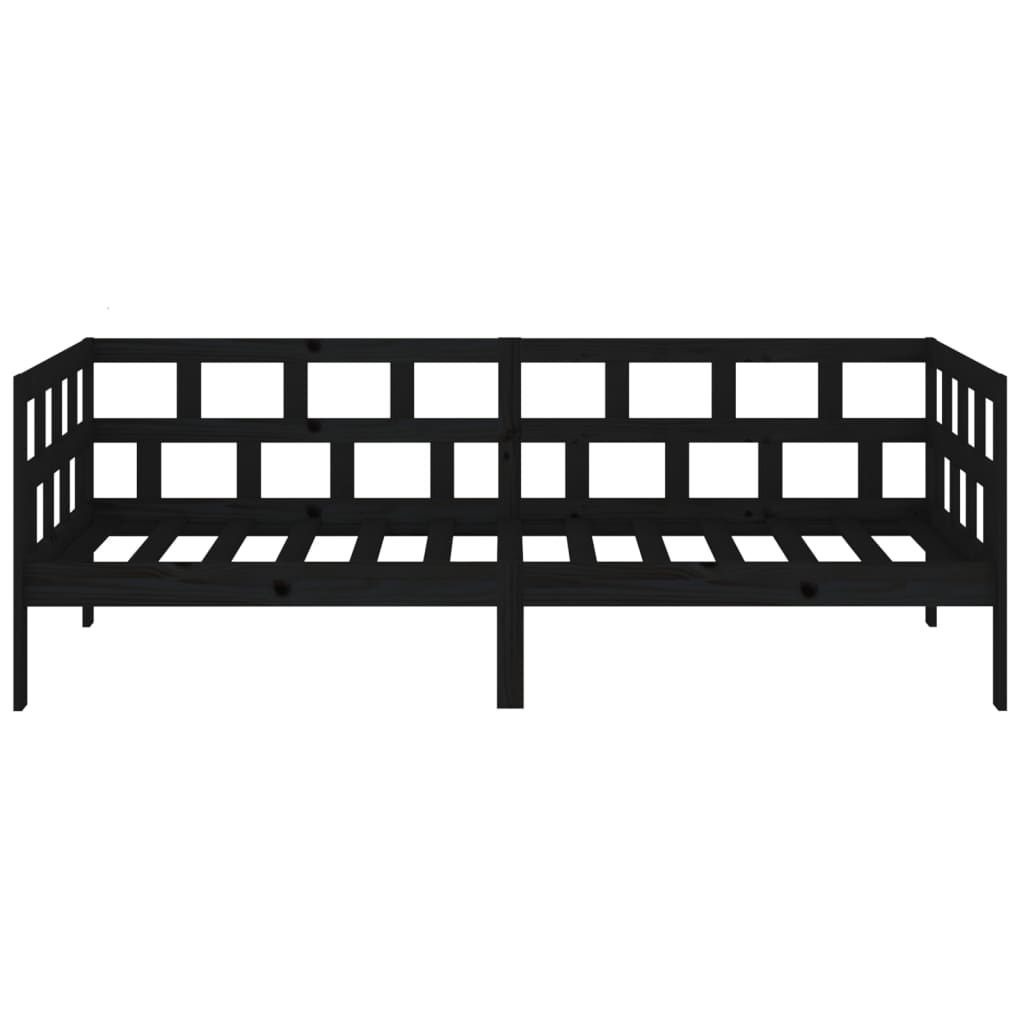 vidaXL Sofá-cama 90x190 cm madeira de pinho maciça preto