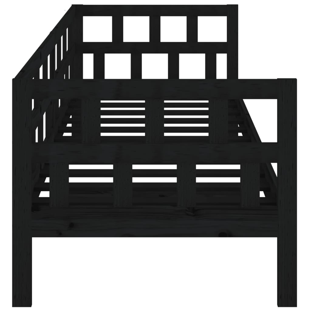 vidaXL Sofá-cama 90x190 cm madeira de pinho maciça preto