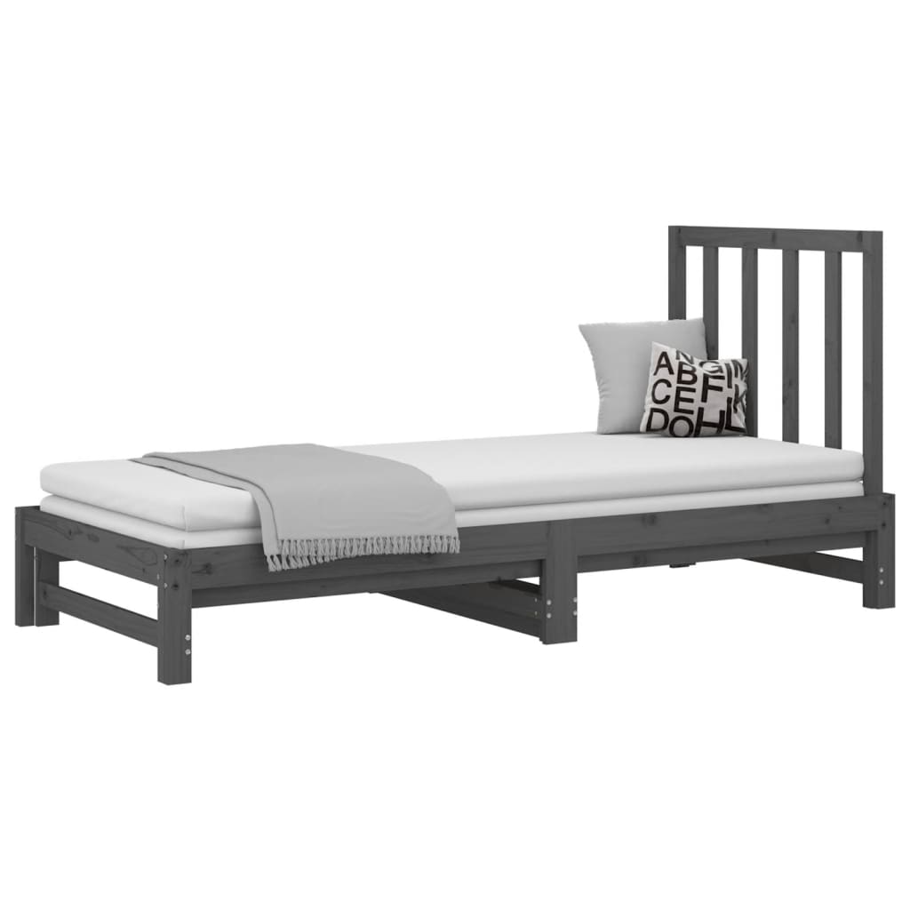 vidaXL Estrutura sofá-cama de puxar 2x(90x190) cm pinho maciço cinza