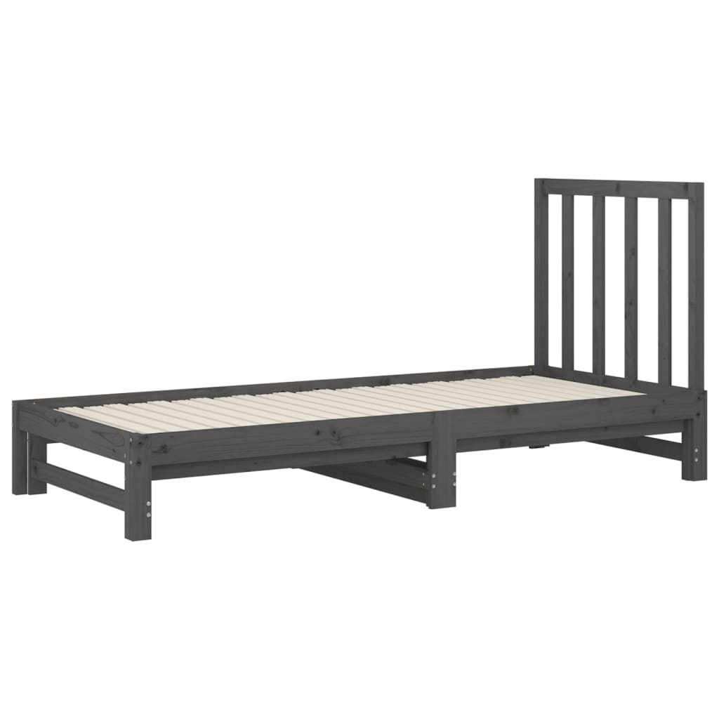 vidaXL Estrutura sofá-cama de puxar 2x(90x190) cm pinho maciço cinza