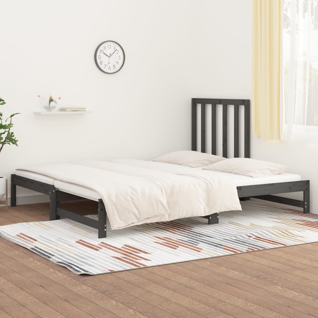 vidaXL Estrutura sofá-cama de puxar 2x(90x190) cm pinho maciço cinza