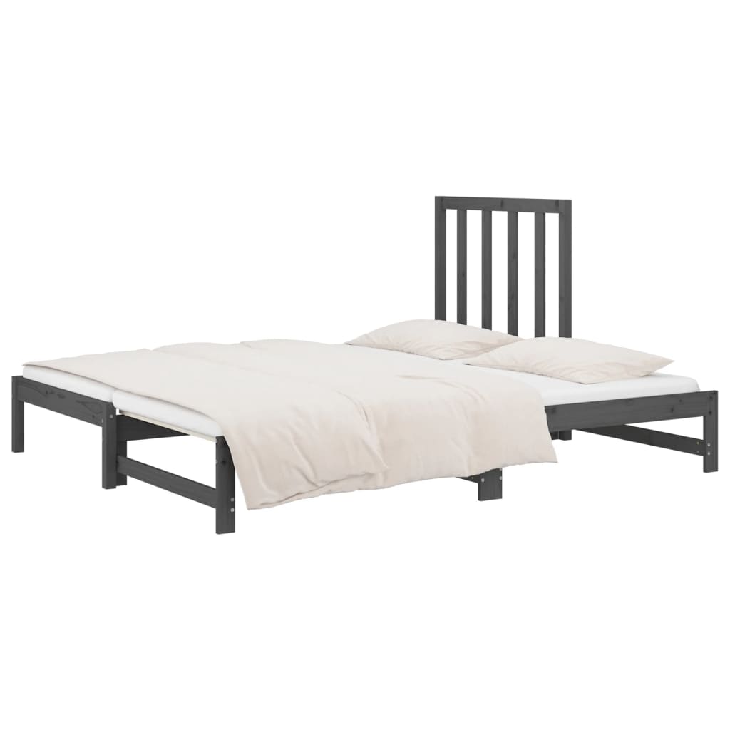 vidaXL Estrutura sofá-cama de puxar 2x(90x190) cm pinho maciço cinza