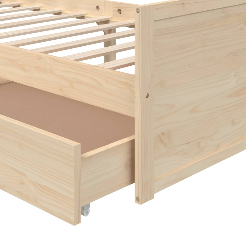 vidaXL Estrutura de cama com gavetas 90x200 cm pinho maciço