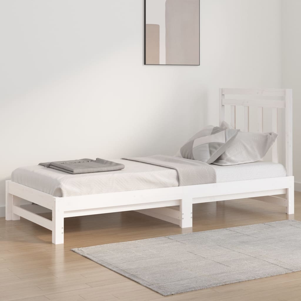 vidaXL Sofá-cama de puxar 2x(90x200) cm pinho maciço branco