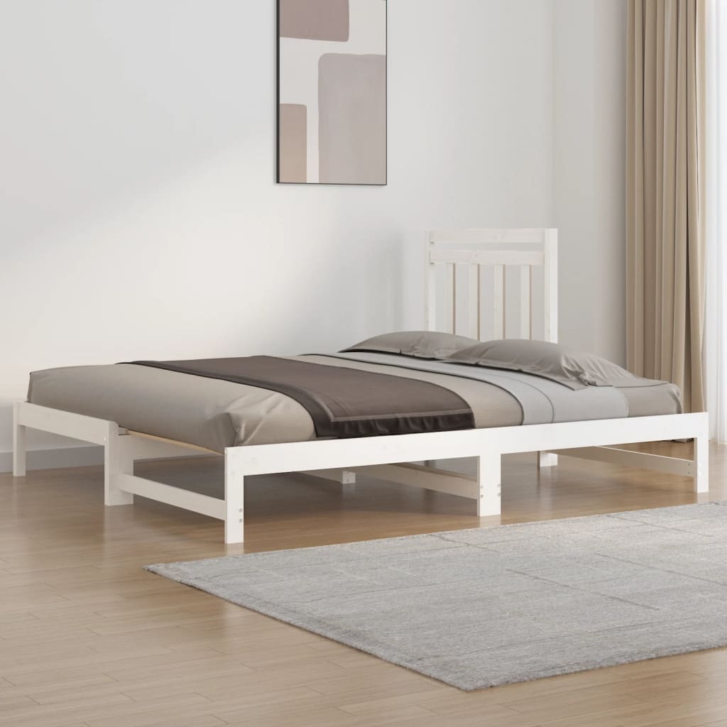 vidaXL Sofá-cama de puxar 2x(90x200) cm pinho maciço branco