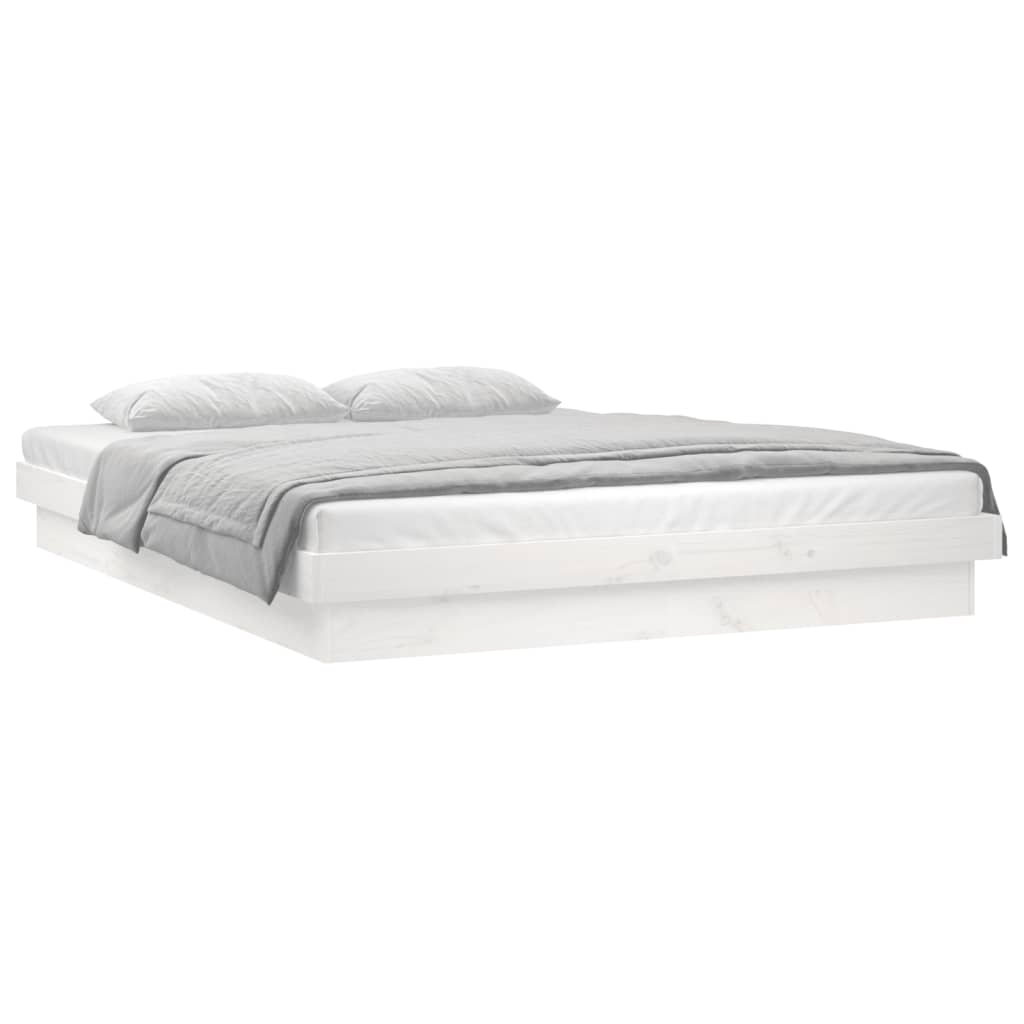 vidaXL Estrutura cama c/ LED pequena casal 120x190 cm pinho branco