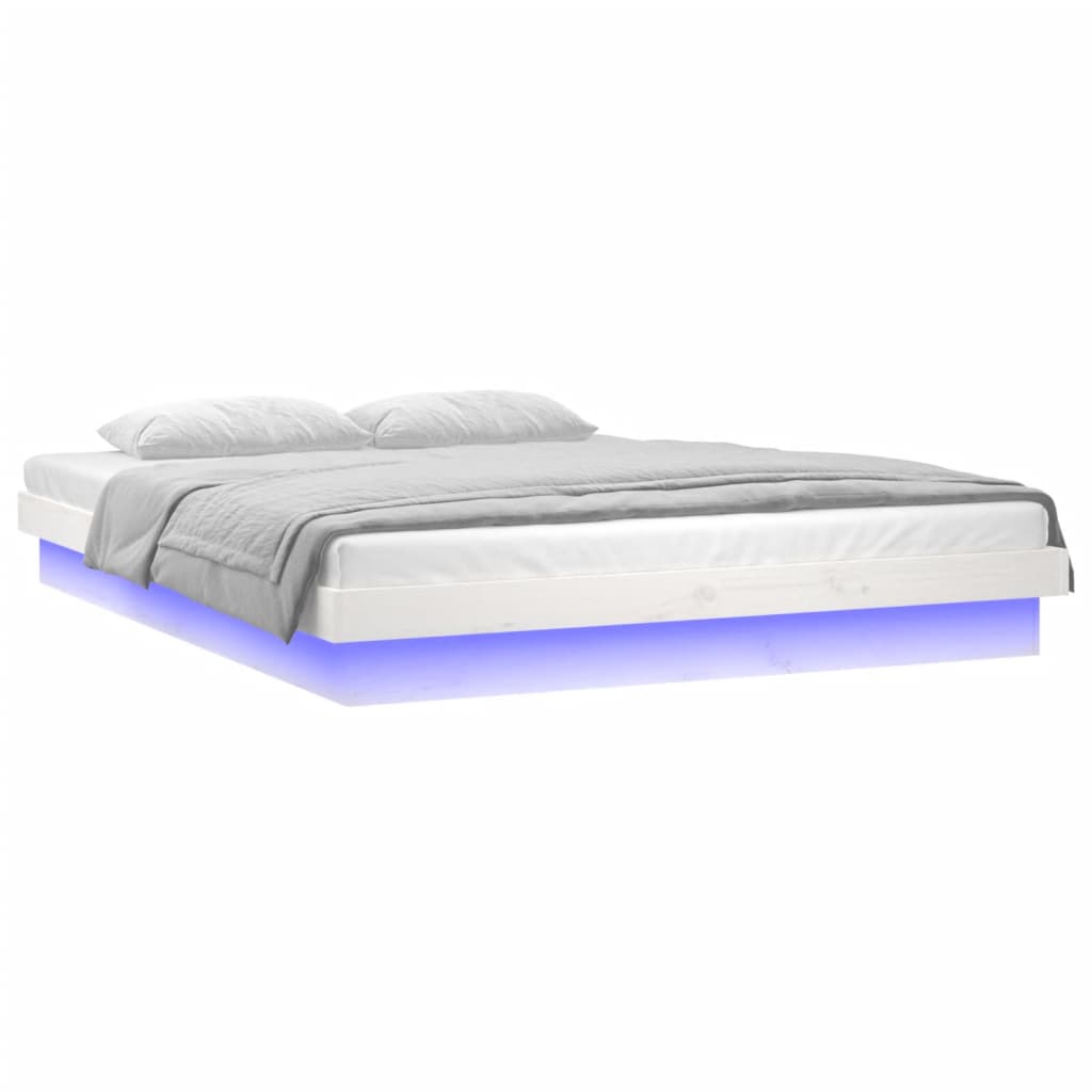 vidaXL Estrutura cama c/ LED pequena casal 120x190 cm pinho branco