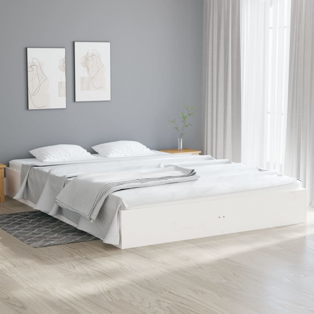 vidaXL Estrutura de cama 140x200 cm madeira maciça branco