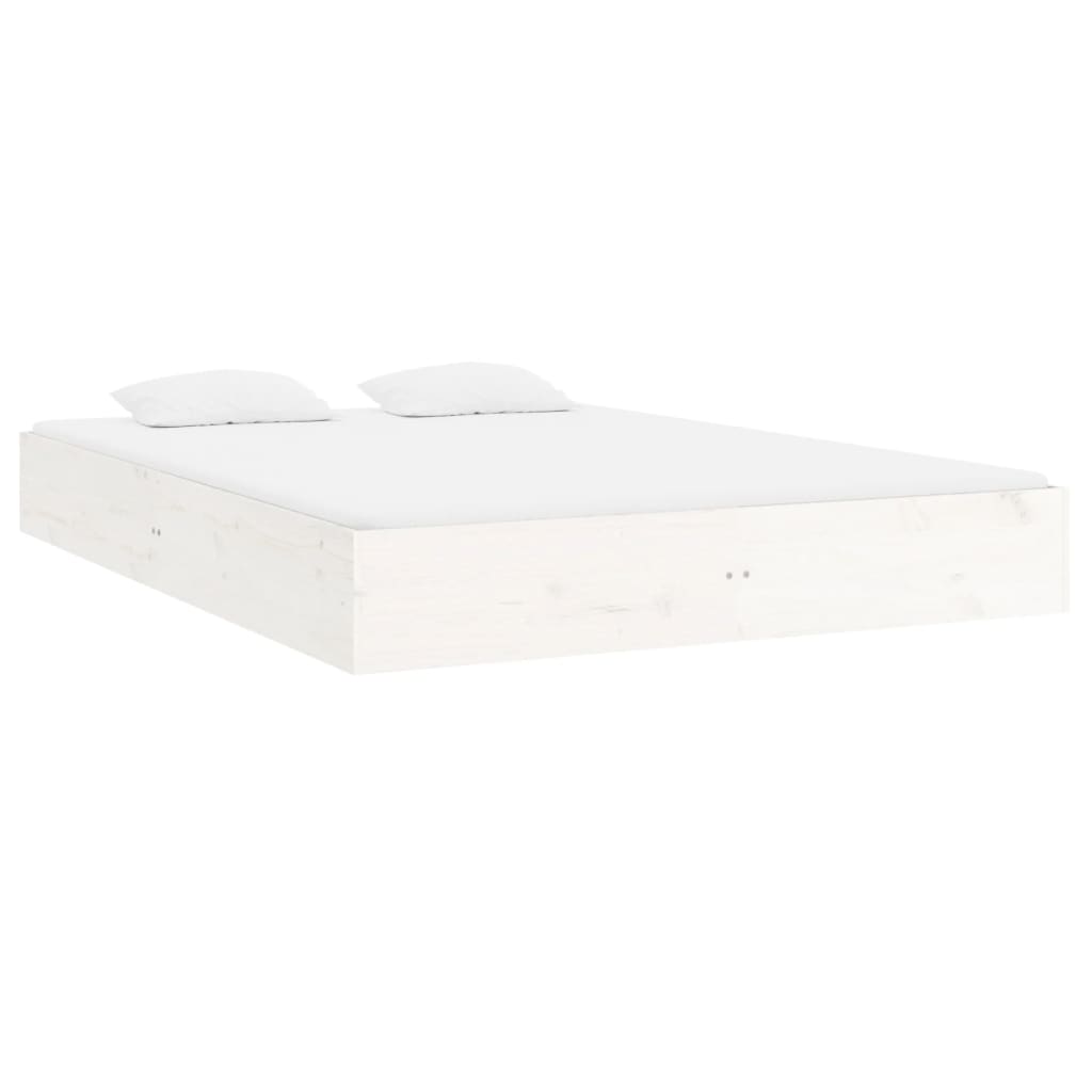 vidaXL Estrutura de cama 140x200 cm madeira maciça branco