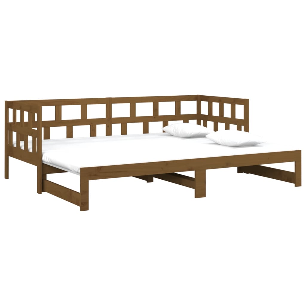 vidaXL Estrutura sofá-cama de puxar pinho maciço castanho 2x(90x190)cm