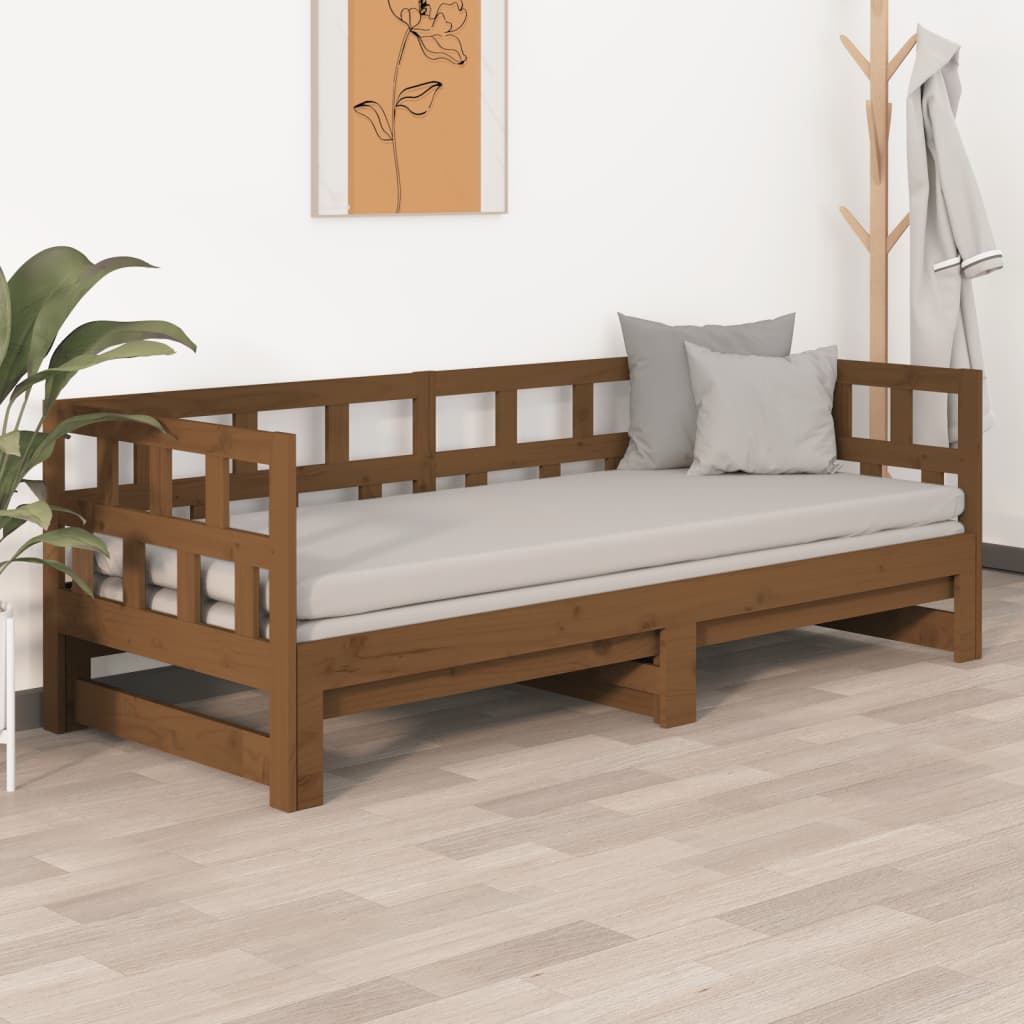 vidaXL Estrutura sofá-cama de puxar pinho maciço castanho 2x(90x190)cm