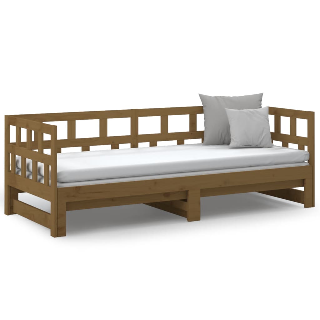 vidaXL Estrutura sofá-cama de puxar pinho maciço castanho 2x(90x190)cm