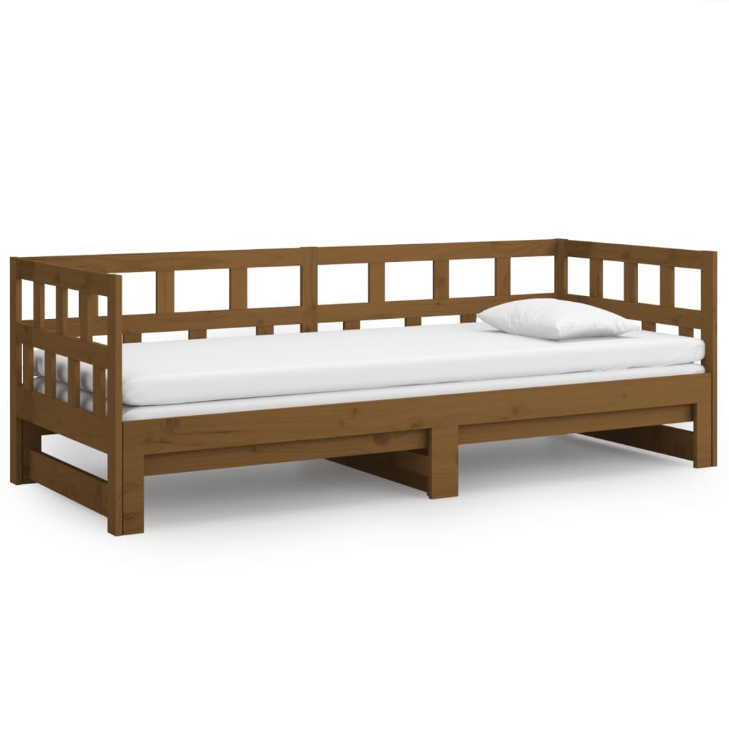 vidaXL Estrutura sofá-cama de puxar pinho maciço castanho 2x(90x190)cm