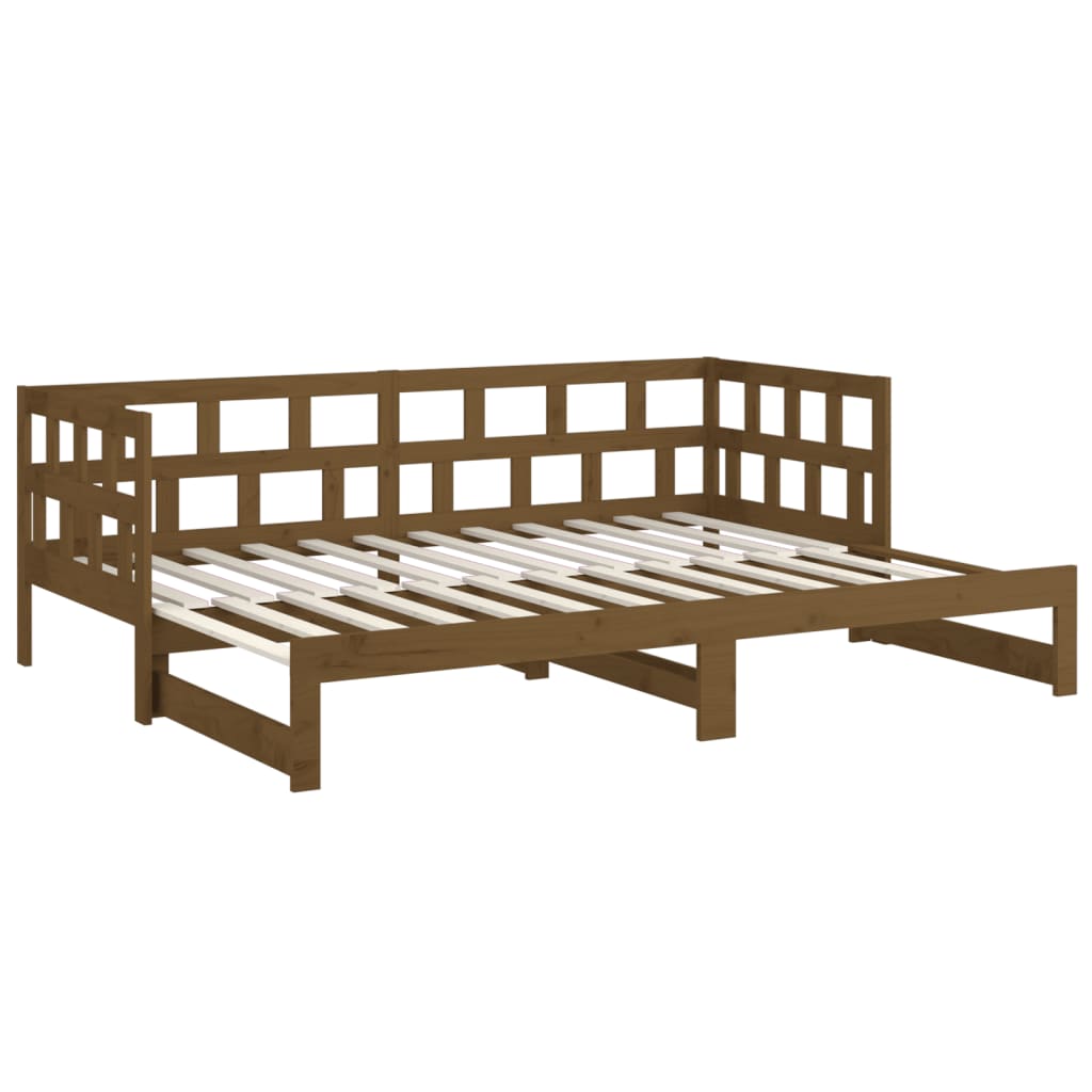 vidaXL Estrutura sofá-cama de puxar pinho maciço castanho 2x(90x190)cm