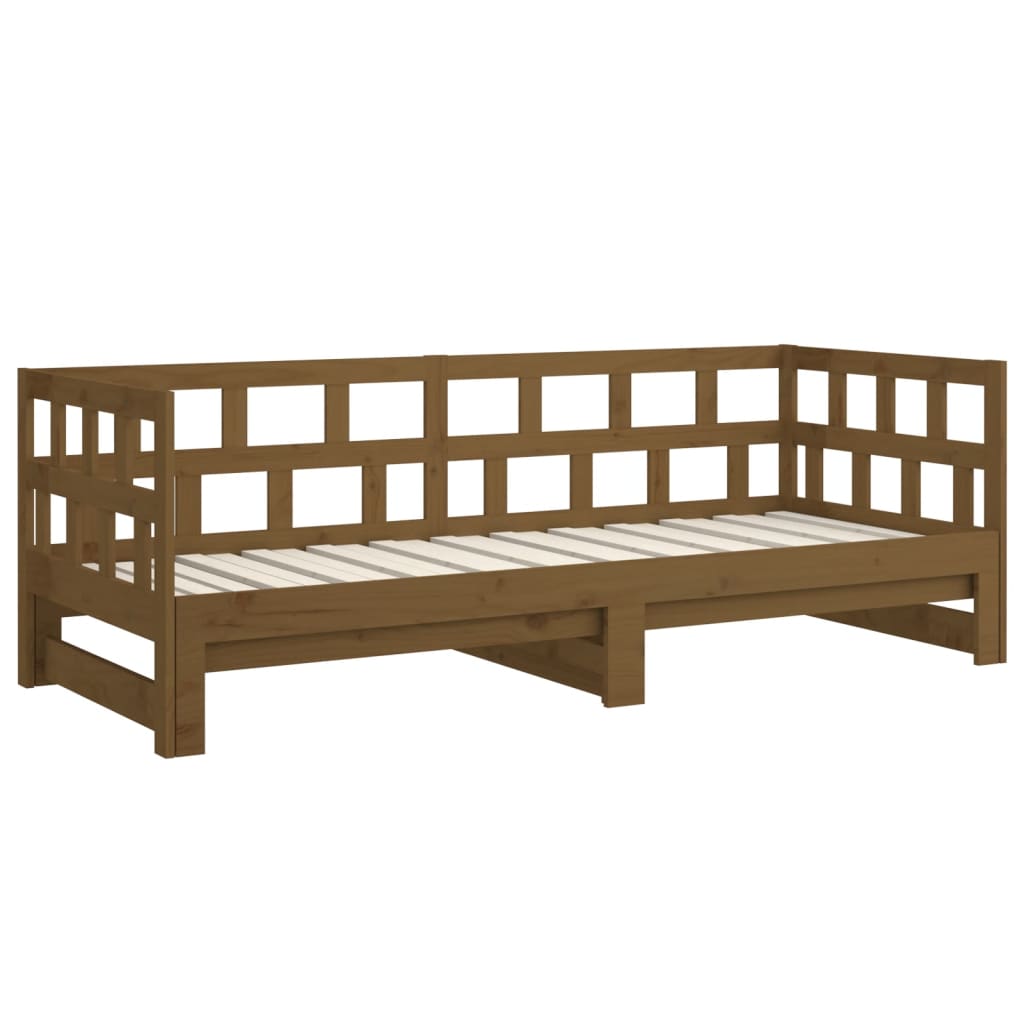 vidaXL Estrutura sofá-cama de puxar pinho maciço castanho 2x(90x190)cm