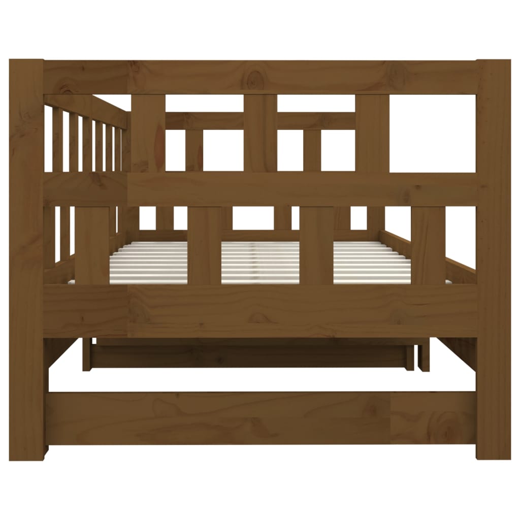 vidaXL Estrutura sofá-cama de puxar pinho maciço castanho 2x(90x190)cm