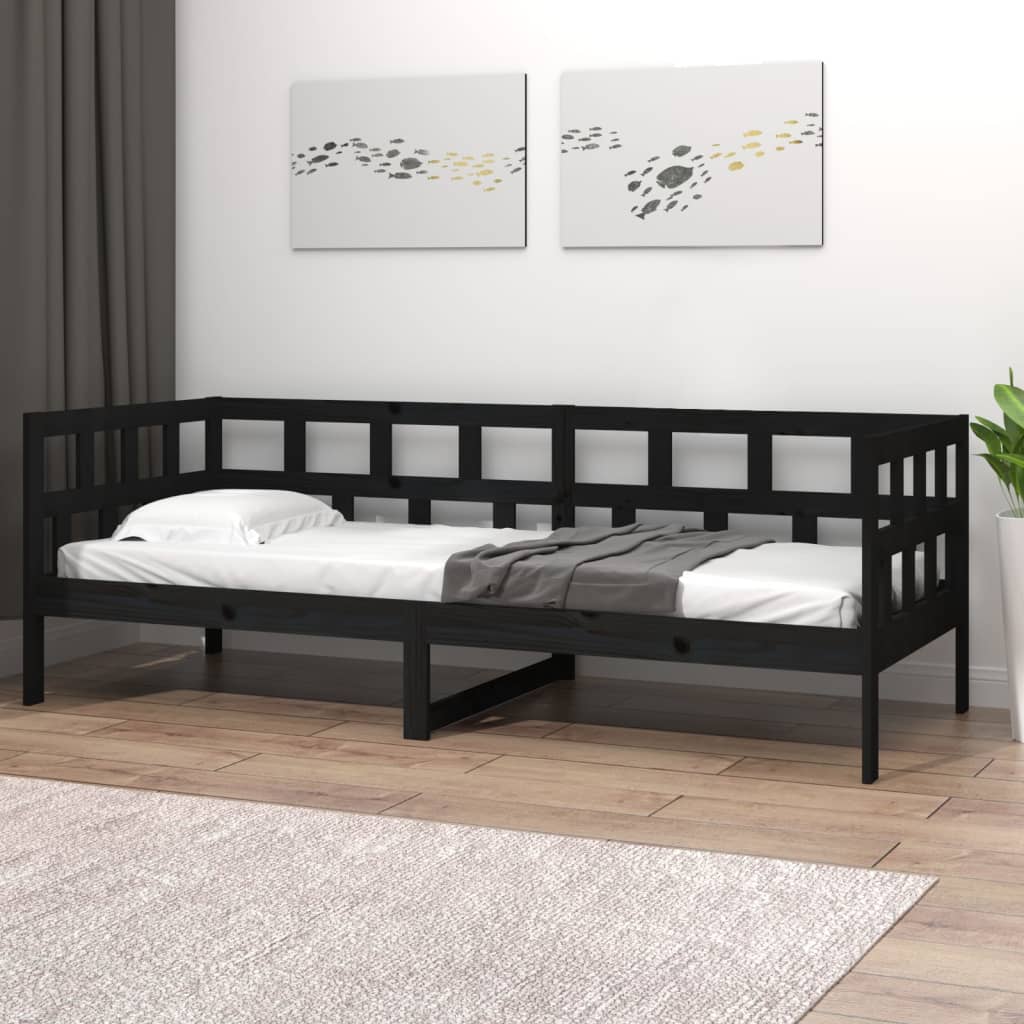 vidaXL Sofá-cama 80x200 cm madeira de pinho maciça preto