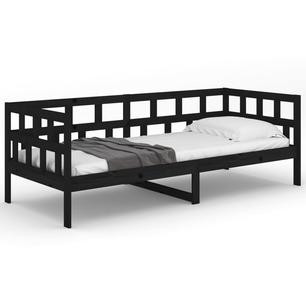 vidaXL Sofá-cama 80x200 cm madeira de pinho maciça preto