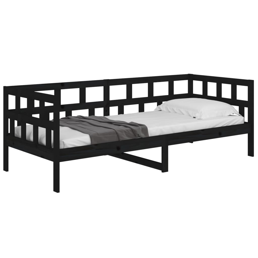 vidaXL Sofá-cama 80x200 cm madeira de pinho maciça preto