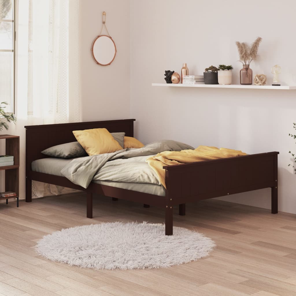 vidaXL Estrutura de cama 160x200 cm pinho maciço castanho-escuro