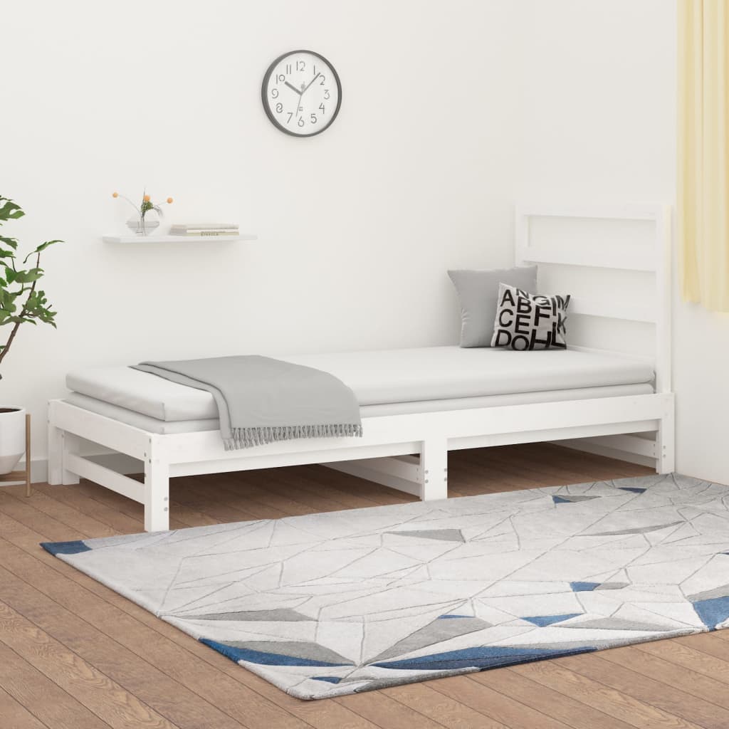 vidaXL Sofá-cama de puxar 2x(90x200) cm pinho maciço branco