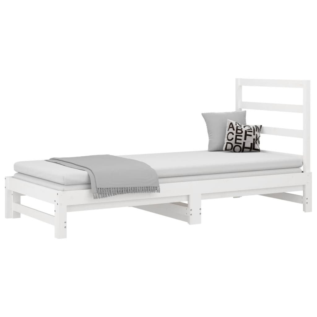 vidaXL Sofá-cama de puxar 2x(90x200) cm pinho maciço branco