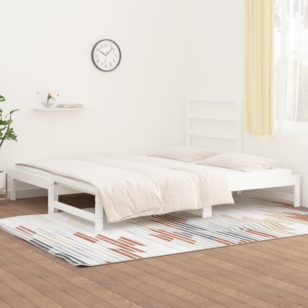 vidaXL Sofá-cama de puxar 2x(90x200) cm pinho maciço branco