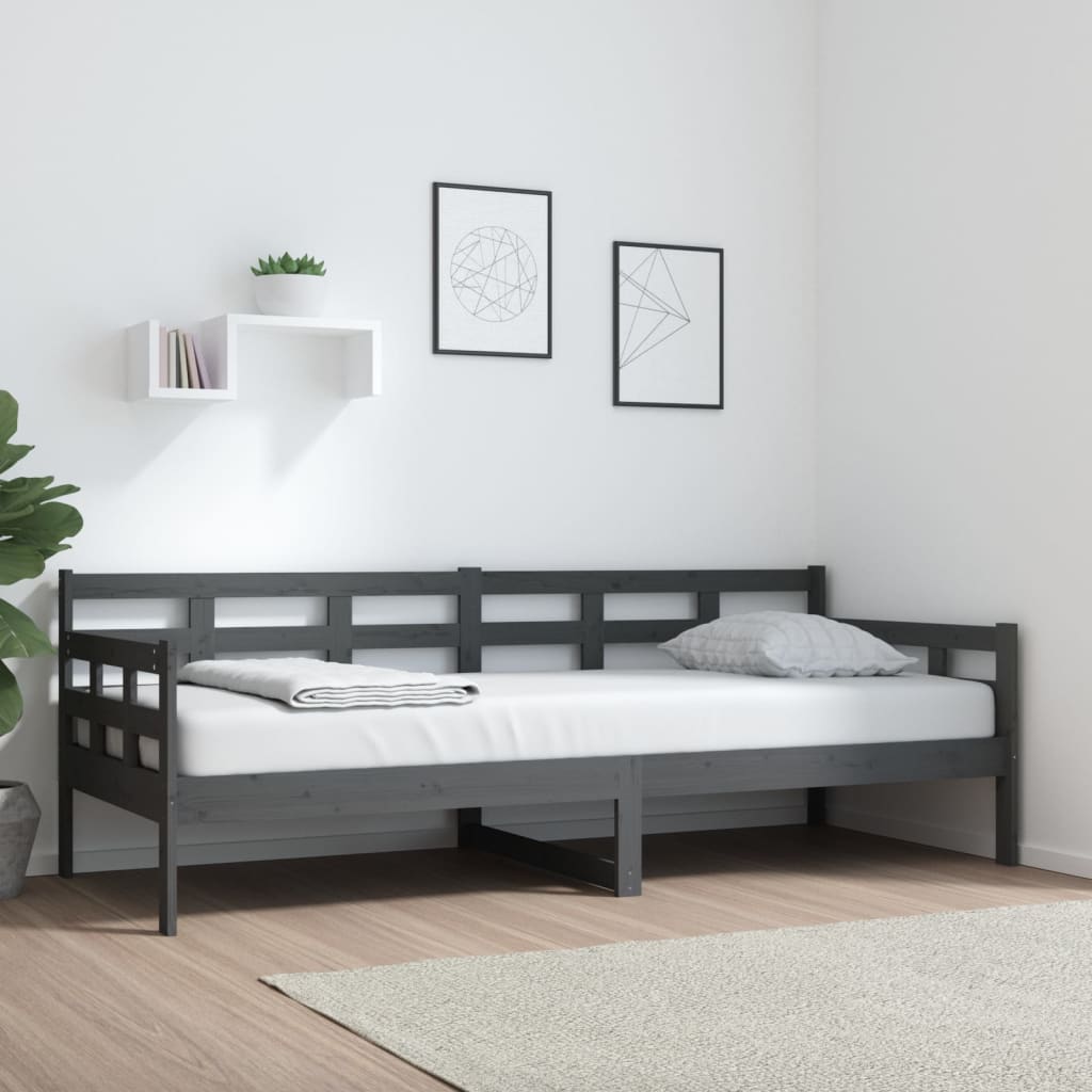 vidaXL Sofá-cama 80x200 cm madeira de pinho maciça cinzento