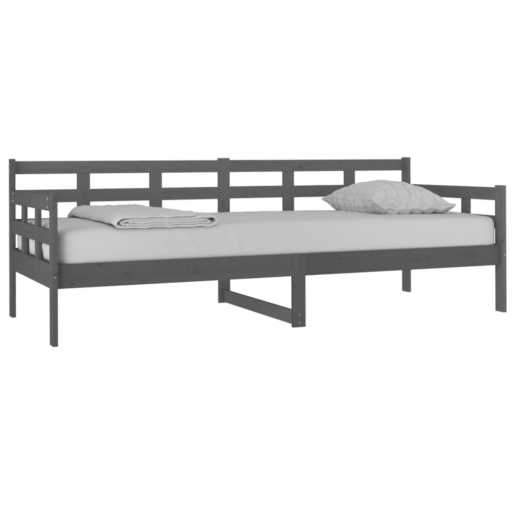 vidaXL Sofá-cama 80x200 cm madeira de pinho maciça cinzento