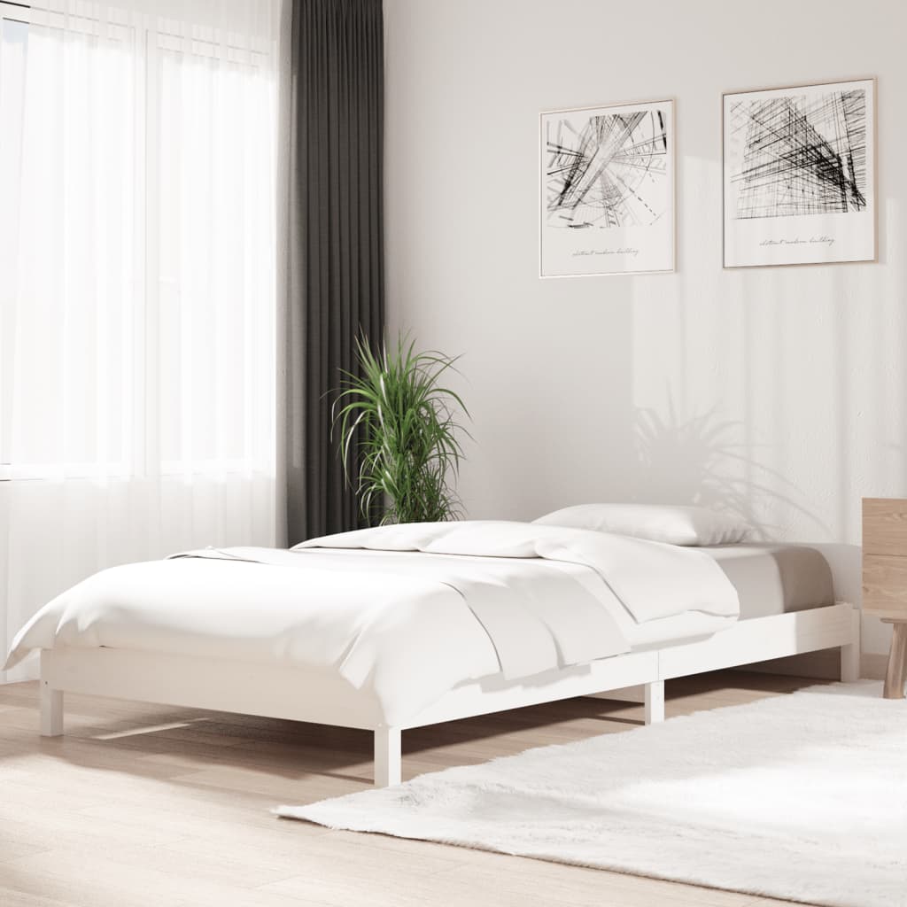 vidaXL Cama empilhável 90x190 cm madeira de pinho maciça branco