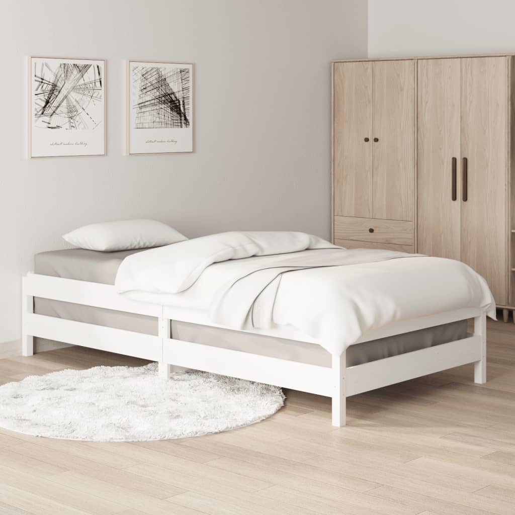 vidaXL Cama empilhável 90x190 cm madeira de pinho maciça branco