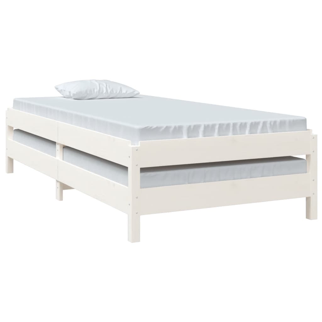 vidaXL Cama empilhável 90x190 cm madeira de pinho maciça branco