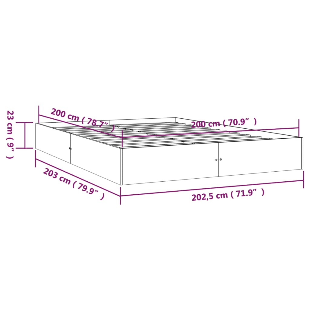 vidaXL Estrutura de cama 200x200 cm madeira maciça