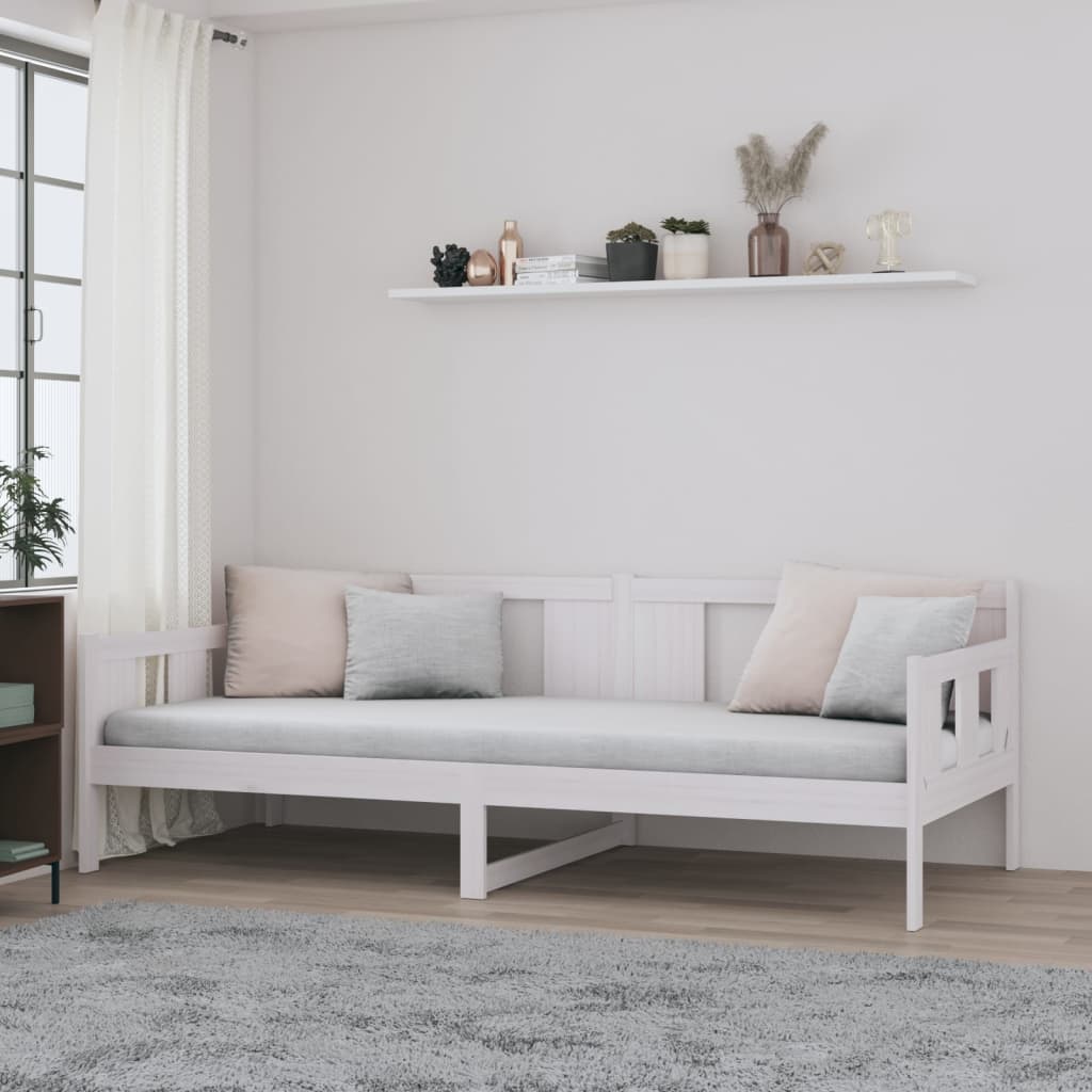 vidaXL Sofá-cama 90x200 cm madeira de pinho maciça branco