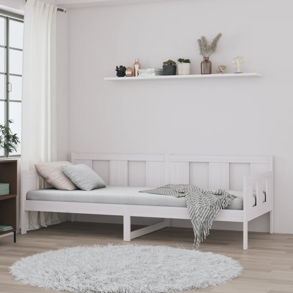 vidaXL Sofá-cama 90x200 cm madeira de pinho maciça branco