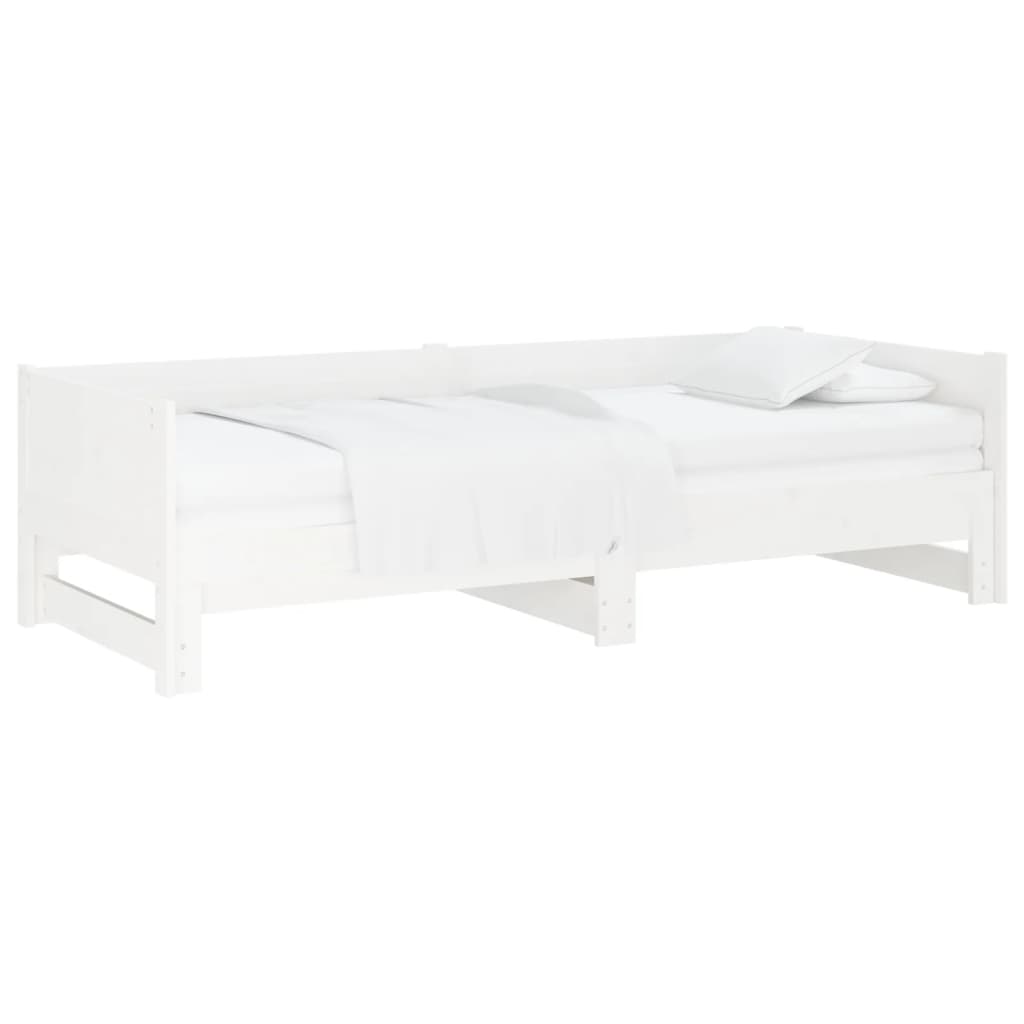 vidaXL Estrutura sofá-cama de puxar pinho maciço branco 2x(90x190) cm