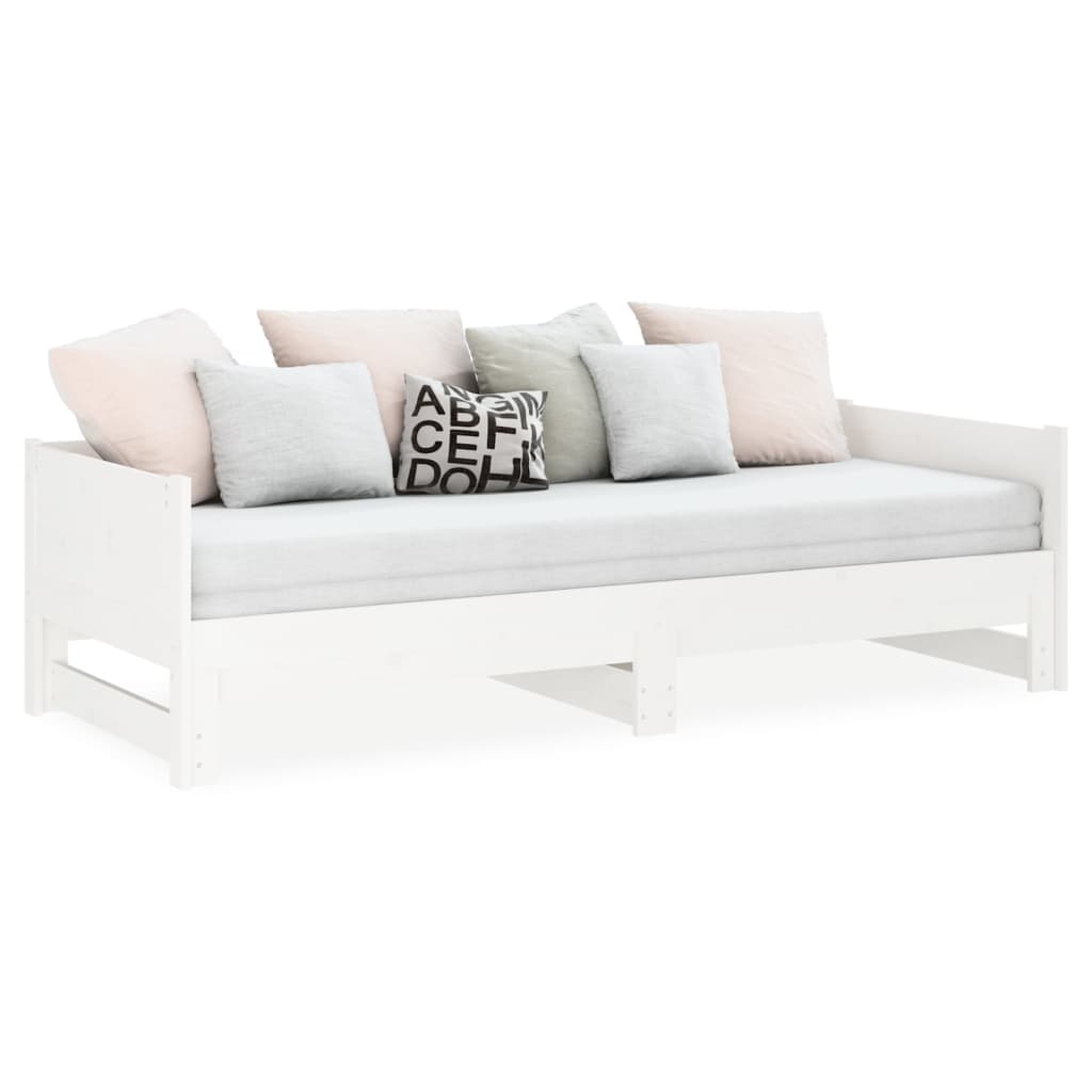 vidaXL Estrutura sofá-cama de puxar pinho maciço branco 2x(90x190) cm