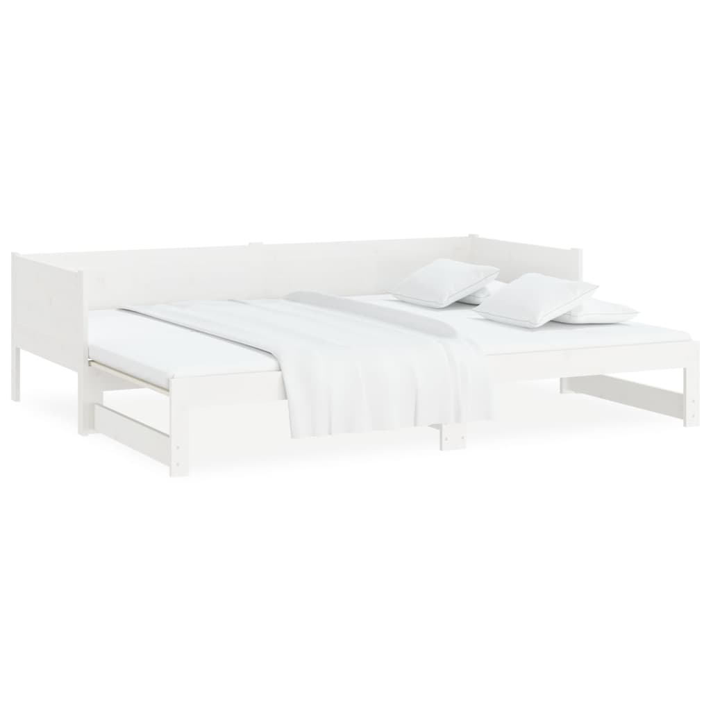 vidaXL Estrutura sofá-cama de puxar pinho maciço branco 2x(90x190) cm