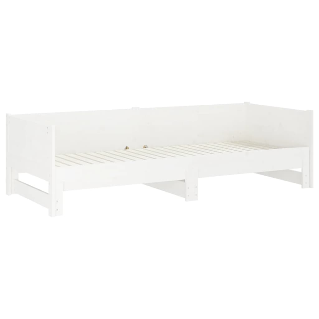 vidaXL Estrutura sofá-cama de puxar pinho maciço branco 2x(90x190) cm