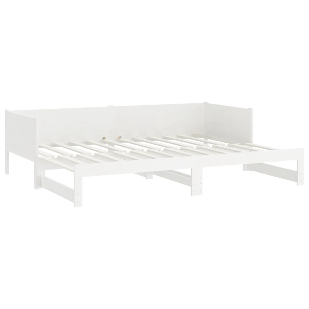 vidaXL Estrutura sofá-cama de puxar pinho maciço branco 2x(90x190) cm