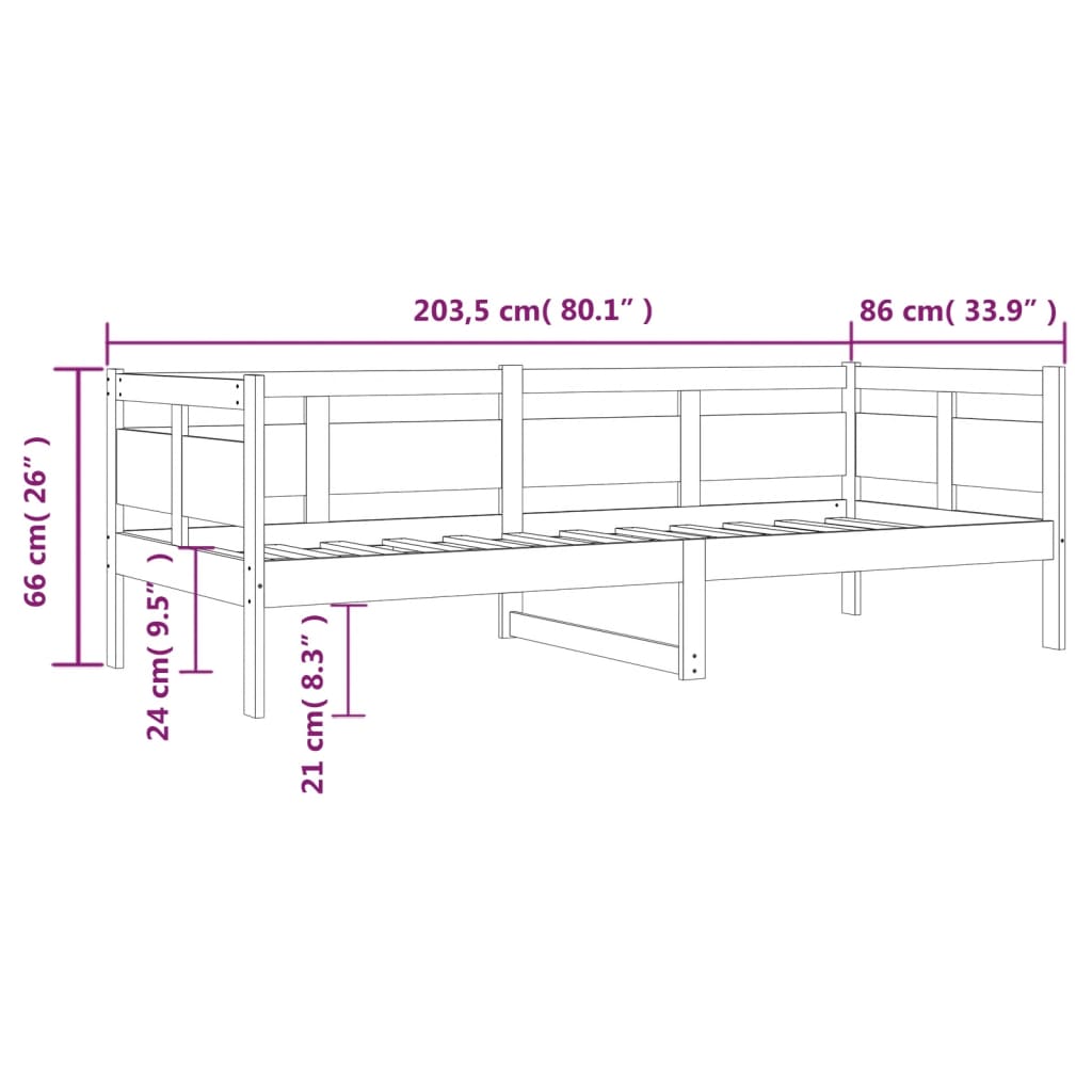 vidaXL Sofá-cama 80x200 cm madeira de pinho maciça castanho-mel