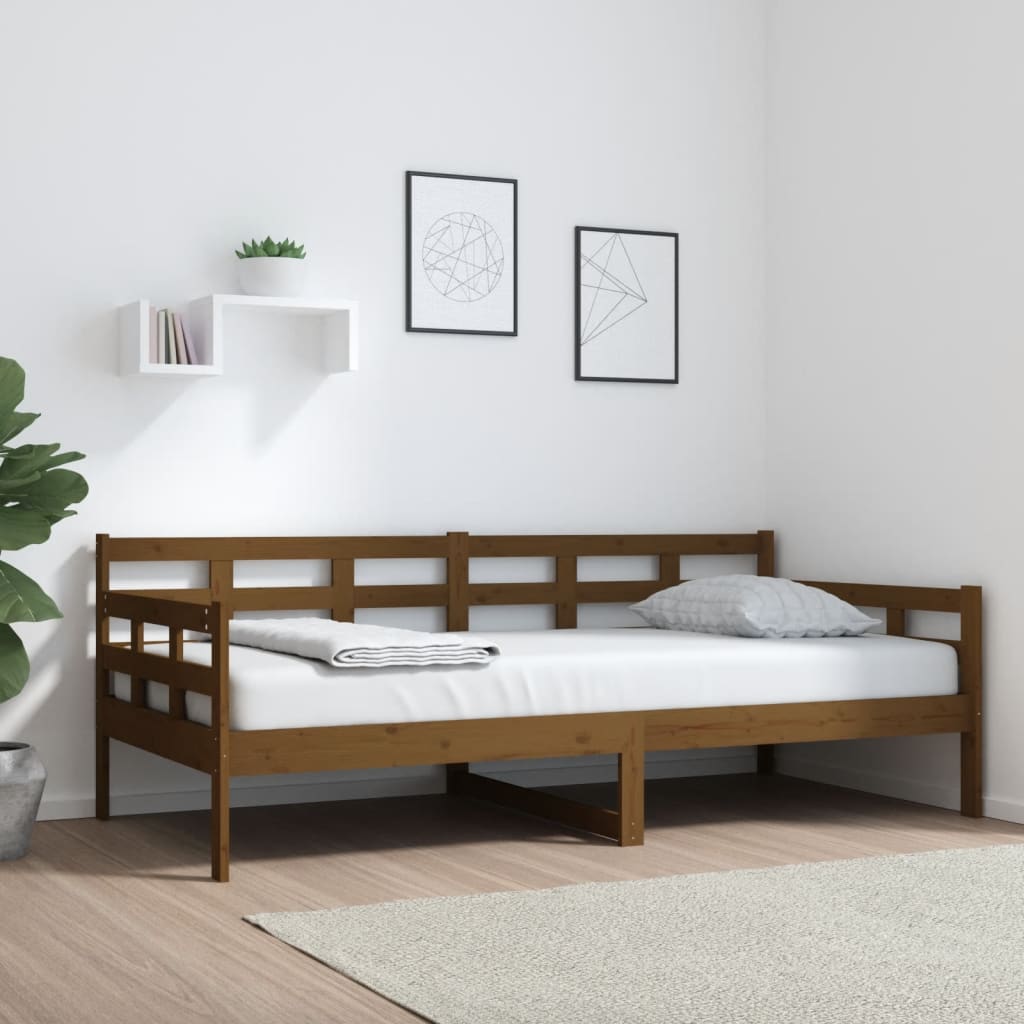 vidaXL Sofá-cama 90x190 cm madeira de pinho maciça castanho mel