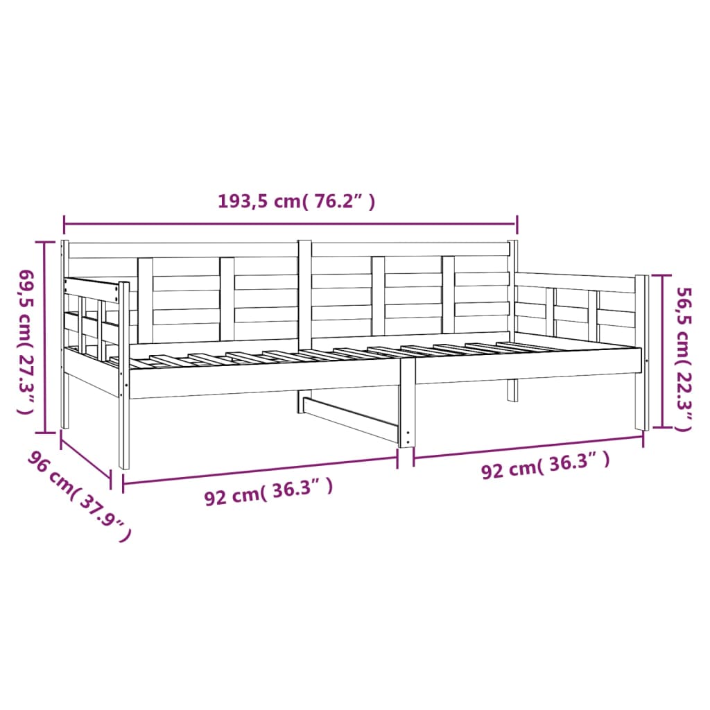 vidaXL Sofá-cama 90x190 cm madeira de pinho maciça castanho mel